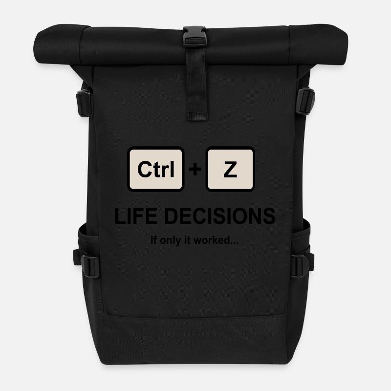 Ctrl + Z Life Decisions - Roll Top Backpack - black
