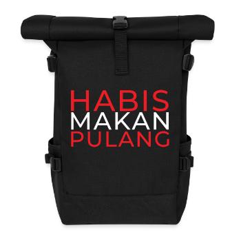 INDONET Habis Makan Pulang - Roll Top Backpack - black - Front