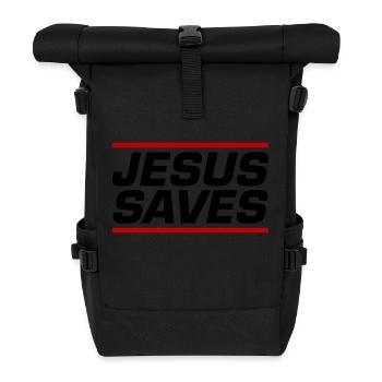 Jesus Saves Bible Verse - Roll Top Backpack - black - Front
