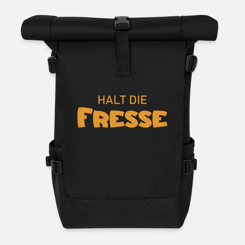 Halt die Fresse - Cooler Spruch - Schweigen - Rolltop Rucksack - Schwarz