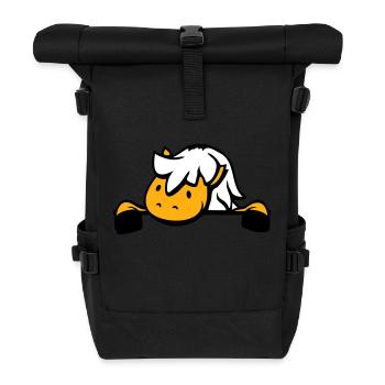 Pferd hinter Zaun versteckt Mauer Stalltür Pony - Rolltop Rucksack - Schwarz - Vorne