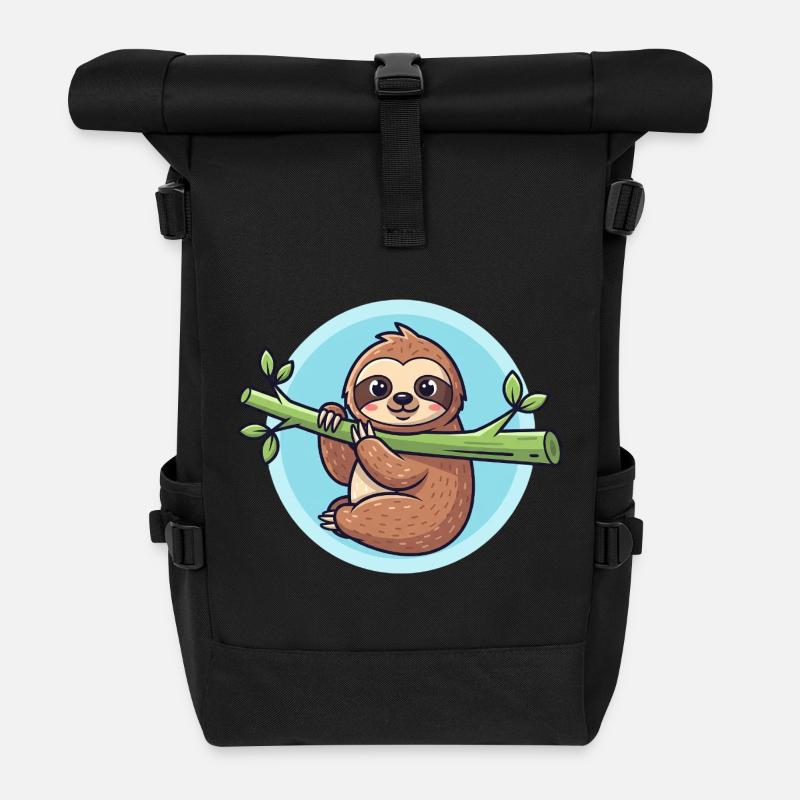Faultier - Rolltop Rucksack - Schwarz