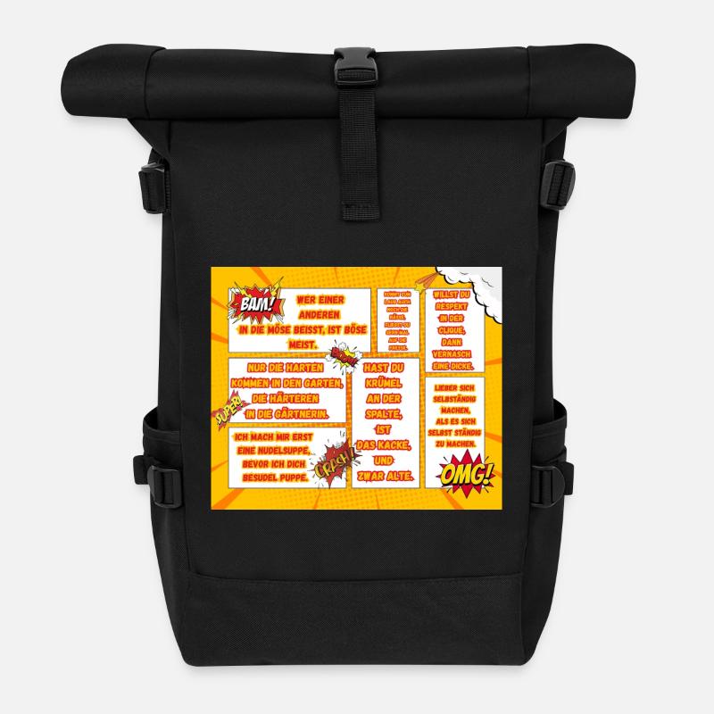 Comic-Style Sprüche für Mutmacher - Rolltop Rucksack - Schwarz