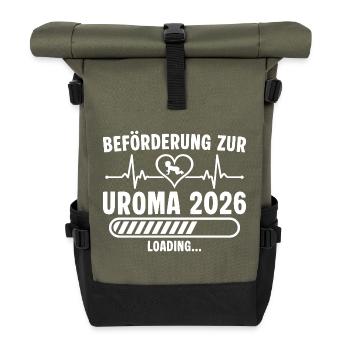 Beförderung zur Uroma 2026 lädt - Rolltop Rucksack - Olive/Schwarz - Vorne
