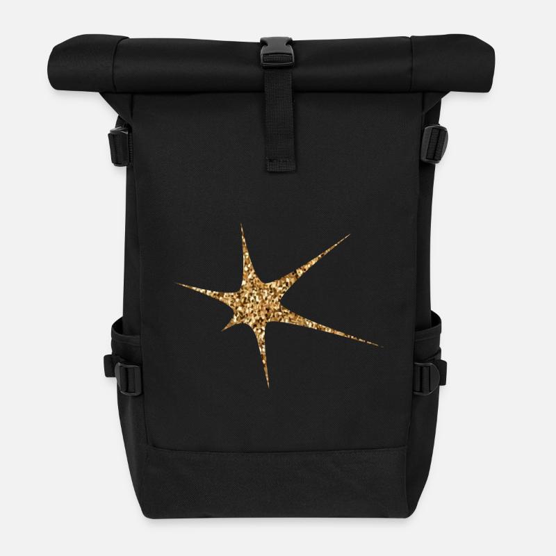 Goldener Glitzer Funkeln - Rolltop Rucksack - Schwarz