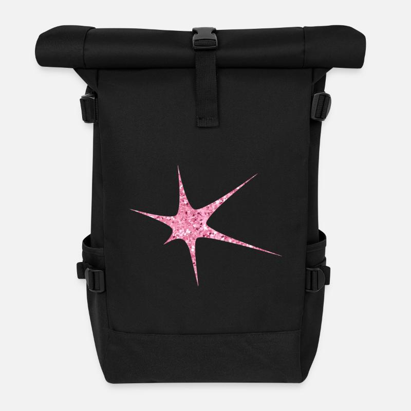 Pink Glitzer Starburst Funkeln - Rolltop Rucksack - Schwarz