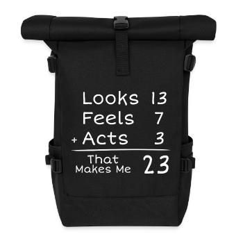 23 Jahre Jubiläum Humorvoll | 23. Jubiläum - Rolltop Rucksack - Schwarz - Vorne
