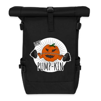 Pump-kin - Kürbis geht im Fitnessstudio trainieren - Rolltop Rucksack - Schwarz - Vorne