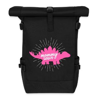 Mommysaur Rex, design drôle de slogan de dinosaure rose - Sac à dos roll top - noir - Devant