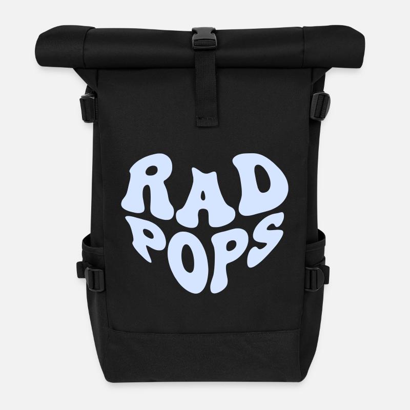 Retro Rad Pops Heart - Cool Pops (Custom Color) - Roll Top Backpack - black