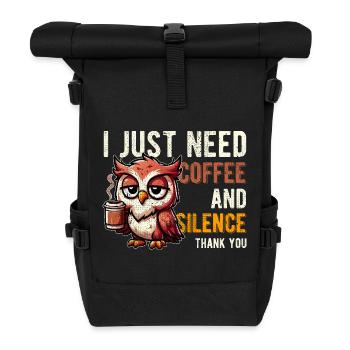 J’ai juste besoin de café et de silence Chouette drôle - Sac à dos roll top - noir - Devant