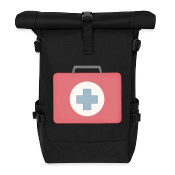 Red First Aid Icon Design - Roll Top Backpack - black - Front