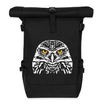 Kauz mit leuchtenden Augen - Rolltop Rucksack - Schwarz - Vorne
