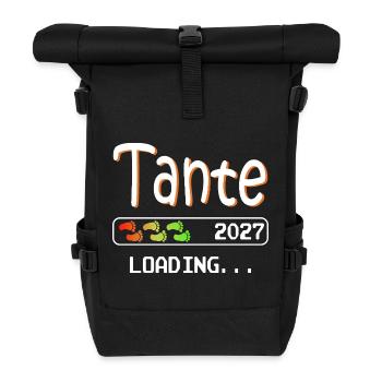 Werdende Tante 2027 loading ich werde Tante - Rolltop Rucksack - Schwarz - Vorne