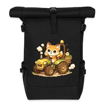 Fuchs auf dem Traktor - Rolltop Rucksack - Schwarz - Vorne