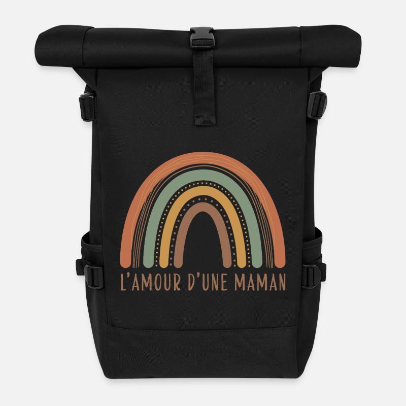 Arc-en-ciel Amour d'une Maman - Sac à dos roll top - noir