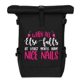 Nageldesigner Nageldesignerin Kosmetik Nagelstudio - Rolltop Rucksack - Schwarz - Vorne