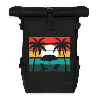 Beach palm and sun - Rolltop Rucksack - Schwarz - Vorne