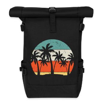 Silhouette de palmier coucher de soleil tropical - Sac à dos roll top - noir - Devant