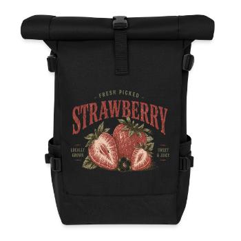 Vintage Erdbeer Label Druck - Rolltop Rucksack - Schwarz - Vorne