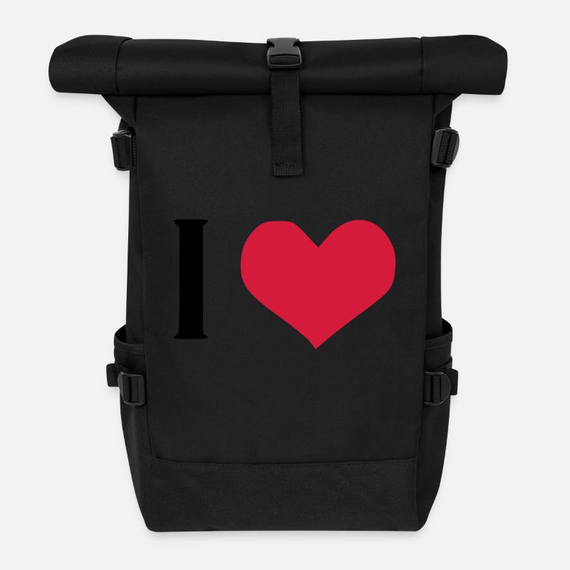 I LOVE - Sac à dos roll top - noir