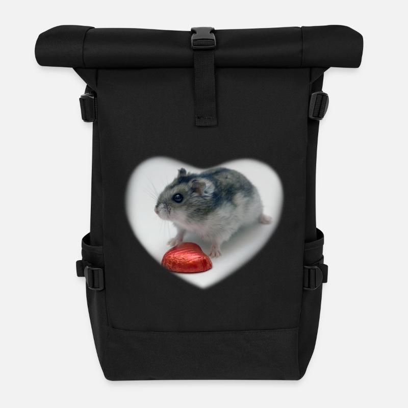 Hamster Herz - Rolltop Rucksack - Schwarz