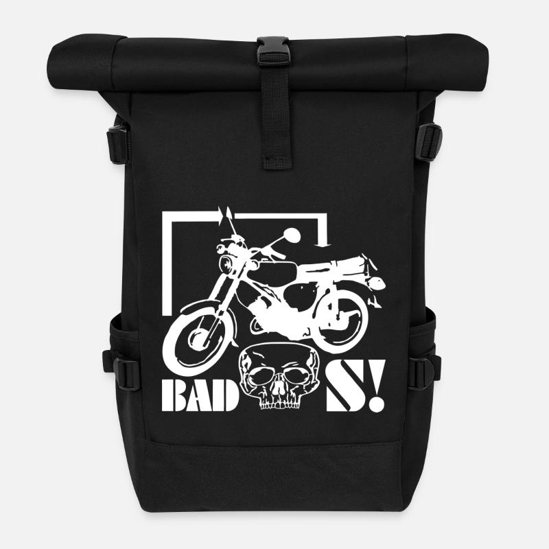 S51 Simson mit Totenkopf - Rolltop Rucksack - Schwarz