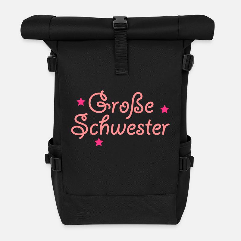 große Schwester - Rolltop Rucksack - Schwarz