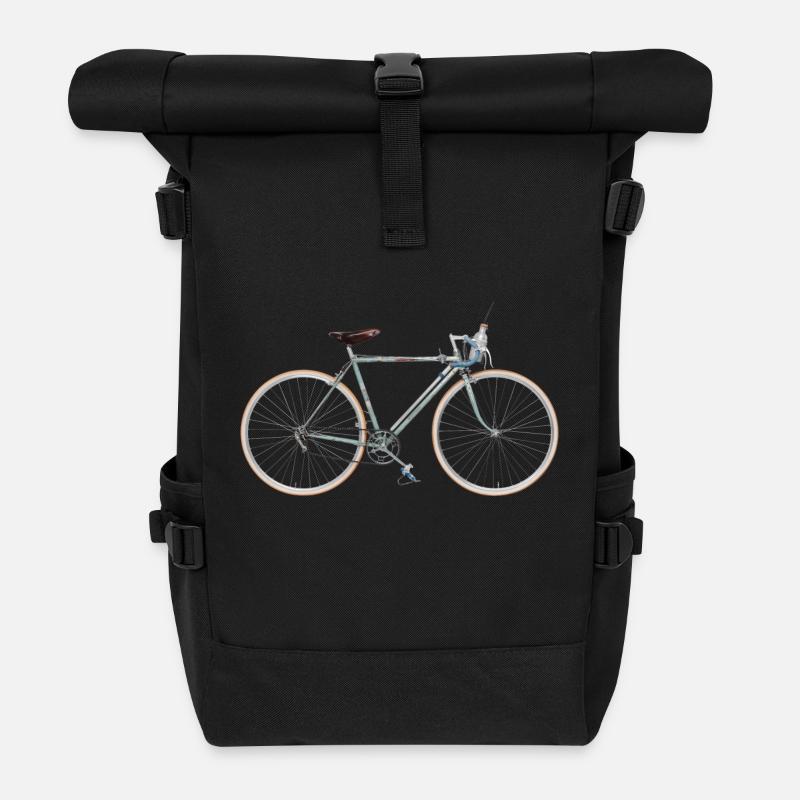 Rennrad 30er Jahre - Rolltop Rucksack - Schwarz