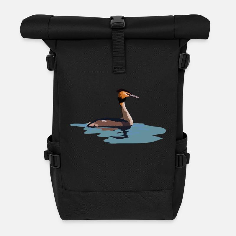 Haubentaucher - Rolltop Rucksack - Schwarz