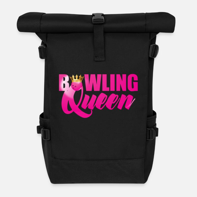 Bowling / Bowler: Bowling Queen - Rolltop Rucksack - Schwarz