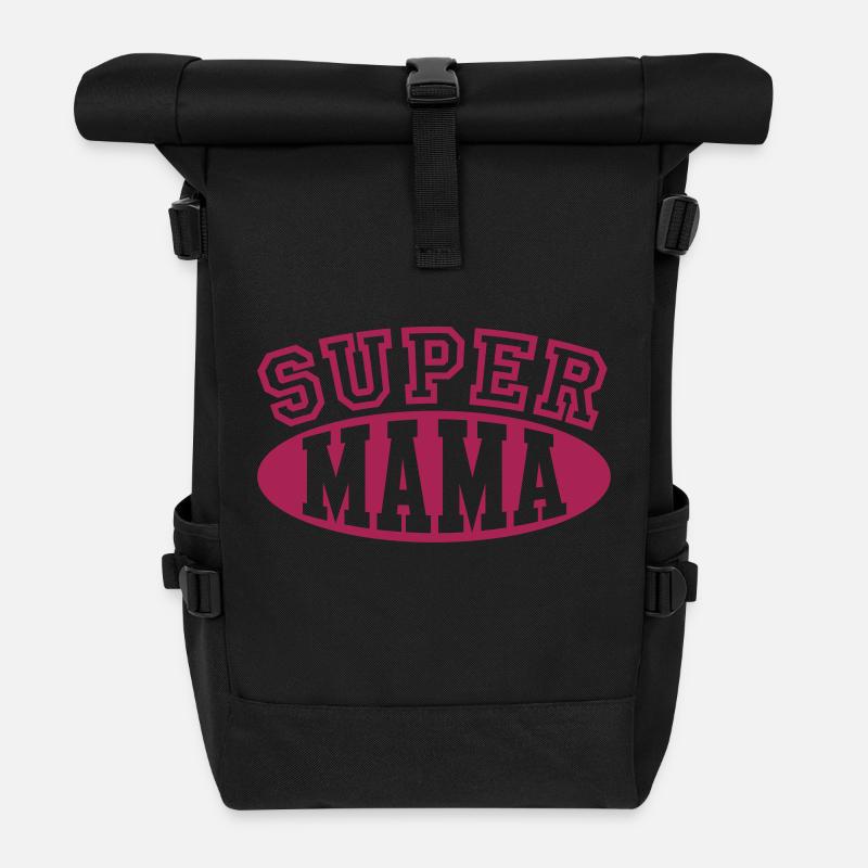 Super Mama - Roll Top Backpack - black