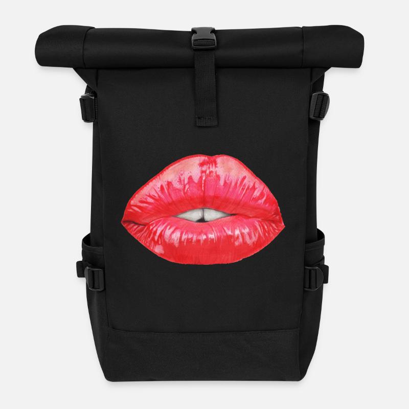 lèvres - Sac à dos roll top - noir