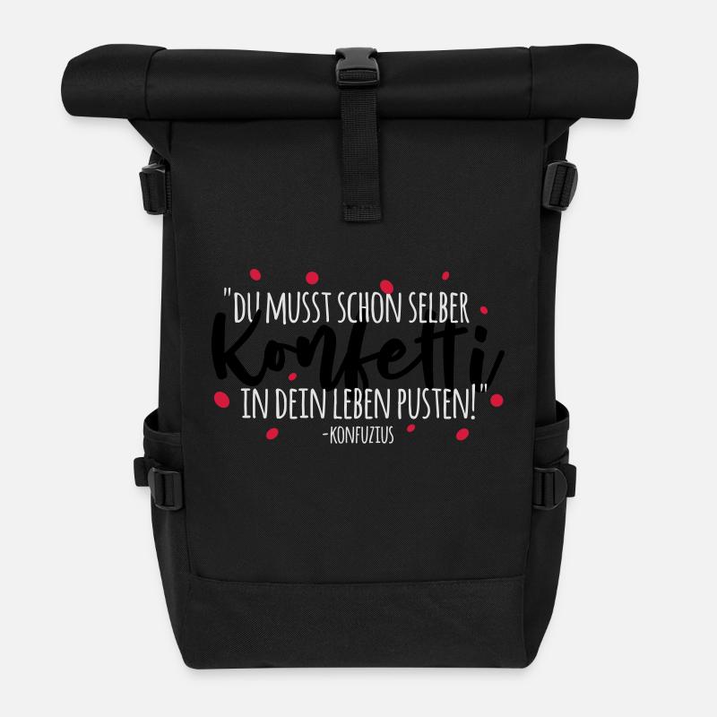 Konfuzius und Konfetti - Rolltop Rucksack - Schwarz