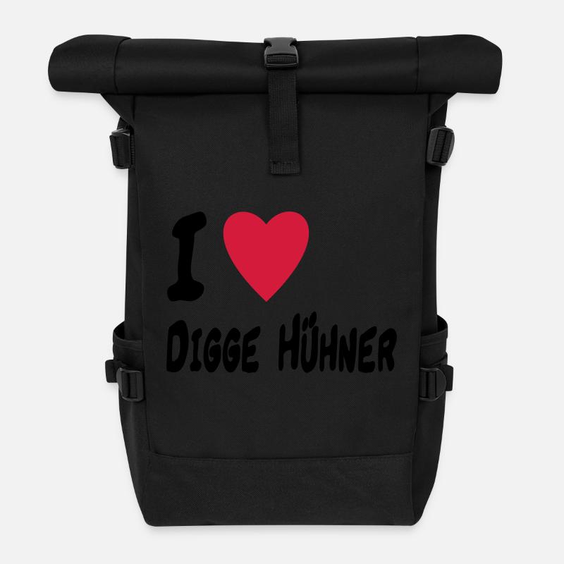 i love digge huehner - Rolltop Rucksack - Schwarz