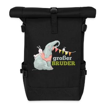 großer Bruder Elefant Hase - Rolltop Rucksack - Schwarz - Vorne