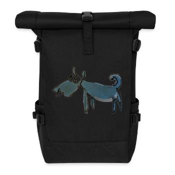 Dog drawing - Roll Top Backpack - black - Front