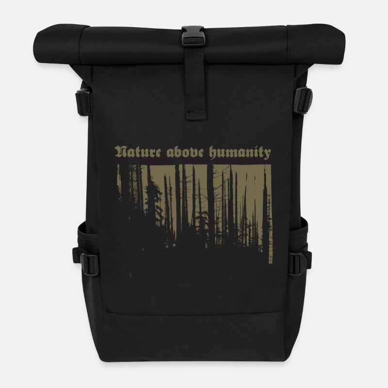 Nature above humanity (gold) - Rolltop Rucksack - Schwarz