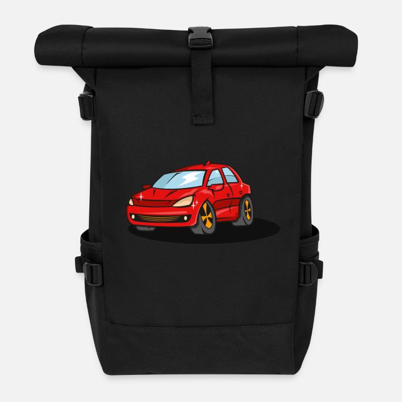 red_car - Rolltop Rucksack - Schwarz