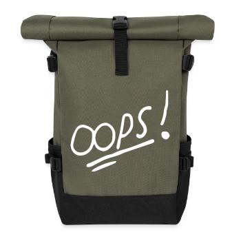 Vibrant Oops Handwritten Text Design - Roll Top Backpack - olive/black - Front