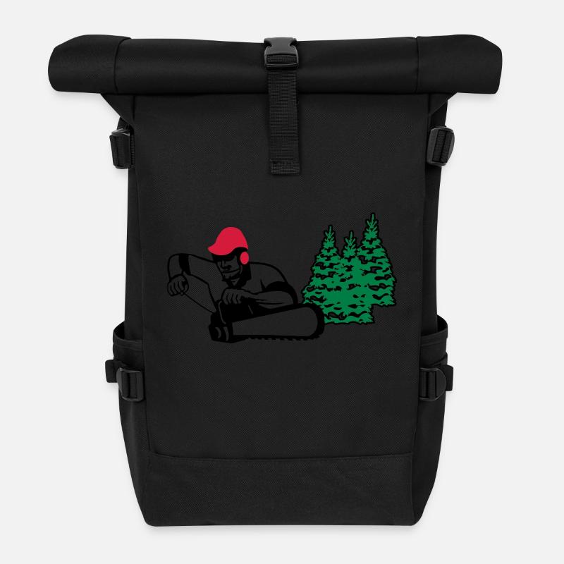 holzfäller - Rolltop Rucksack - Schwarz