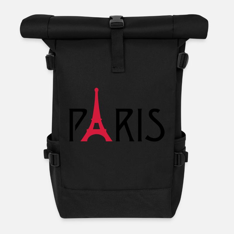 Paris Eiffelturm - Rolltop Rucksack - Schwarz