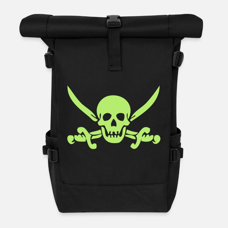 Skull Saebel Sword Pirate Skull Pirate - Roll Top Backpack - black