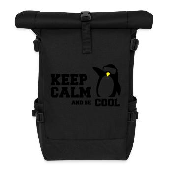 penguin keep calm - Roll Top Backpack - black - Front