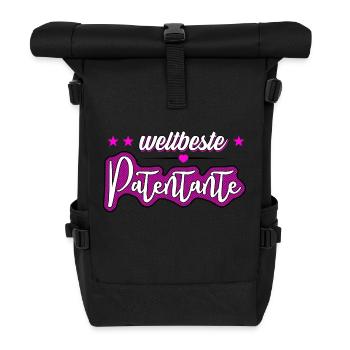Weltbeste Patentante - Rolltop Rucksack - Schwarz - Vorne