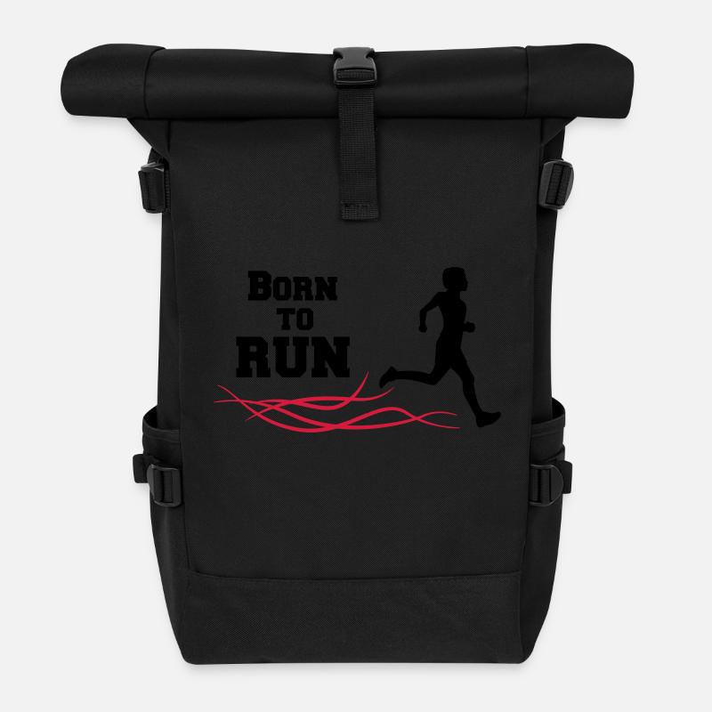 born to run - Roll Top Backpack - black