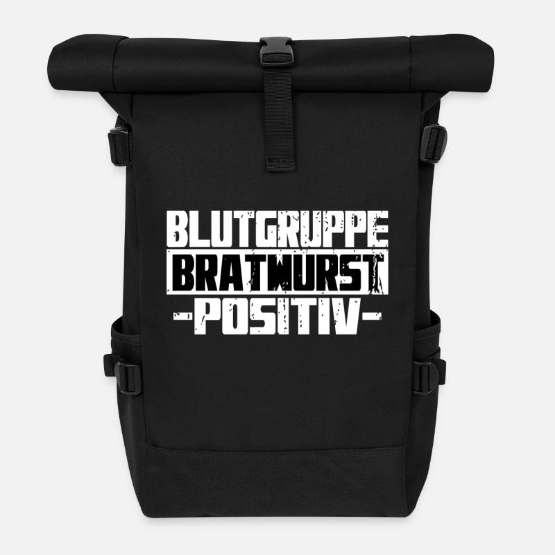 Blutgruppe Bratwurst positiv lustig Grill - Rolltop Rucksack - Schwarz