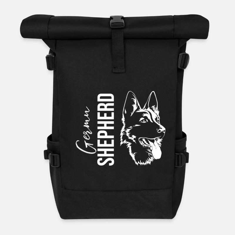 Deutscher Schäferhund - Rolltop Rucksack - Schwarz