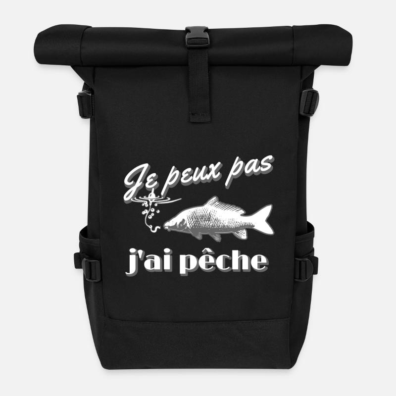 Je peux pas j'ai pêche à la carpe hameçon bouchon - Sac à dos roll top - noir