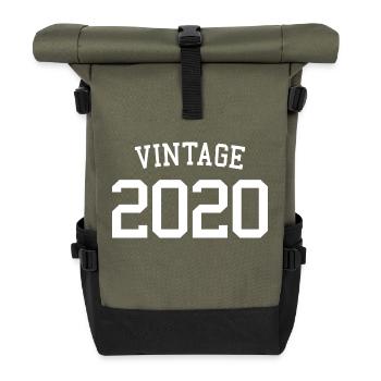 Millésime 2020 - 3 ans, 3ème anniversaire enfants - Sac à dos roll top - olive/noir - Devant